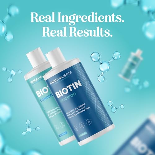 Rosemary Biotin Shampoo & Conditioner Set | Volumizing Hair Care for Thinning Hair | B Vitamin-Enriched | Color Safe, Sulfate & Paraben Free, 8 Fl Oz