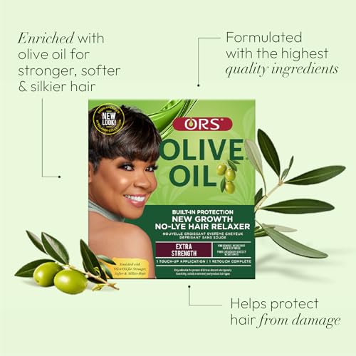 ORS Olive Oil Build-In Protection New Growth No-Lye Hair Relaxer - Extra Strength (Pack of 2)