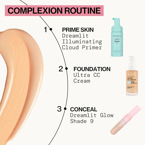 Pacifica Ultra CC Cream Radiant Foundation SPF 17 (Natural Medium) – Medium-Coverage Tinted Moisturizer + Mineral Sunscreen, Dewy Finish, 1 fl oz