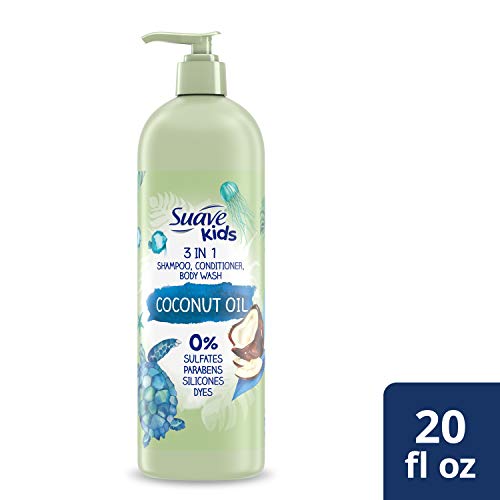 Suave Kids 3 in 1 Shampoo, Conditioner, Body Wash With Coconut Oil for Moisture Soap That's Tear-Free 20 oz