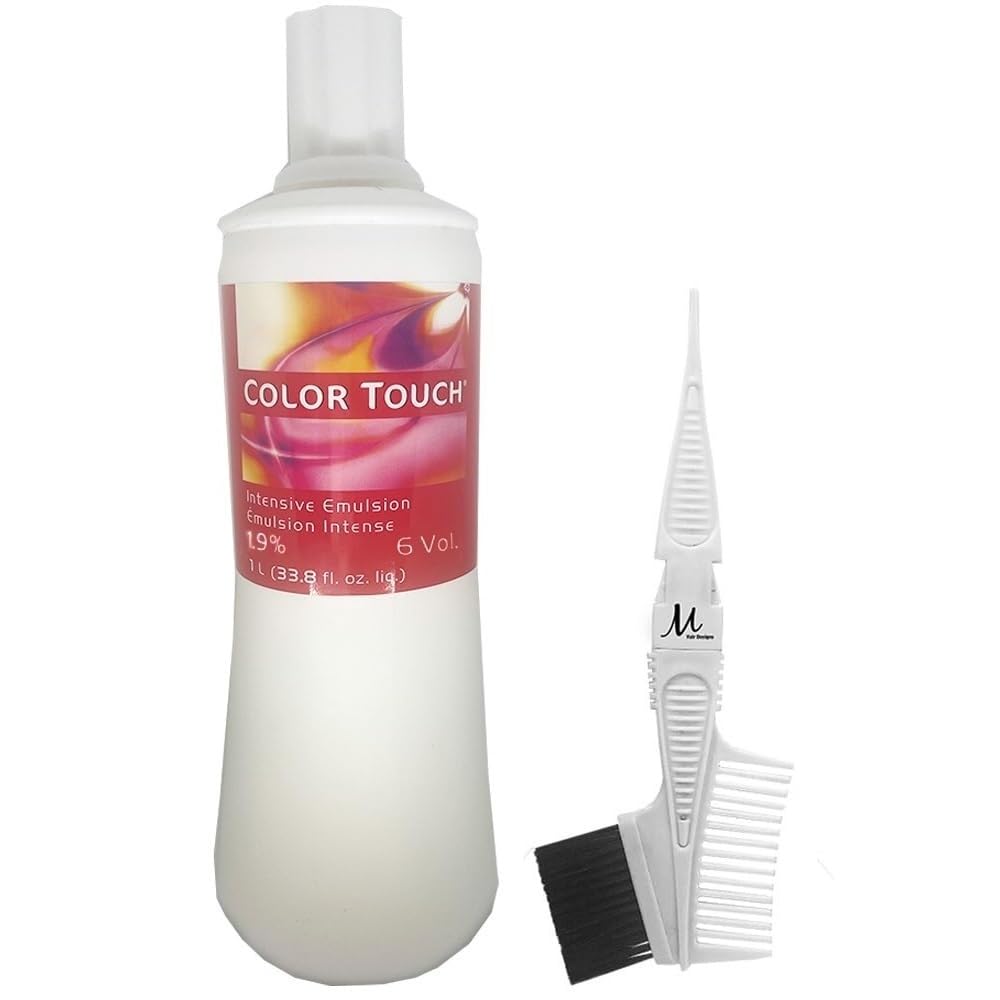 Color Touch Emulsion 1.9% 6 Volume 33.8 Fl Oz | Color Touch Hair Color Developer and M Hair Designs Tint Brush Comb (Bundle)