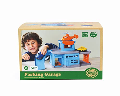 Green Toys 5-Piece Parking Garage Playset – Pretend Play, Motor Skills & Communication, BPA-Free, Dishwasher Safe, Recycled Plastic, USA