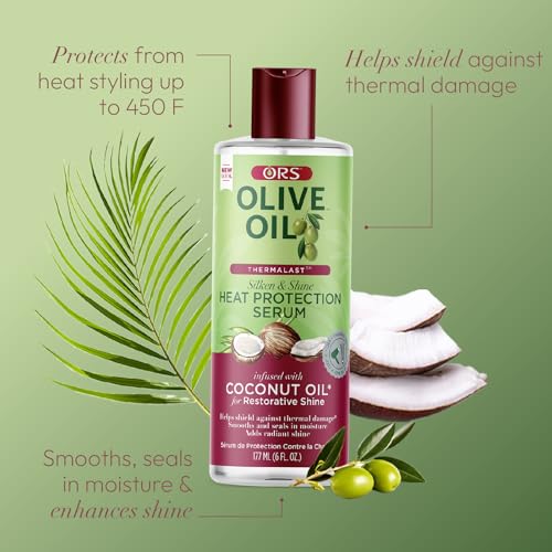 ORS Olive Oil Heat Protection Hair Serum infused with Coconut Oil for Restorative Shine 6 Ounces
