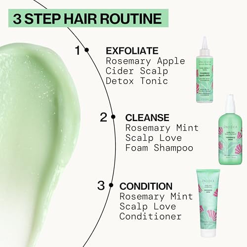 Pacifica Rosemary Purify Shampoo & Conditioner Set – Invigorating Mint Formula for Clarifying & Detox, Sulfate-Free, Vegan, 12oz & 8oz (2 Pc)