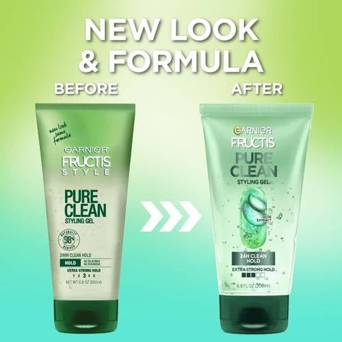 Garnier Fructis Style Pure Clean Styling Gel 6.8 Fl Oz, 1 Count, (Packaging May Vary)