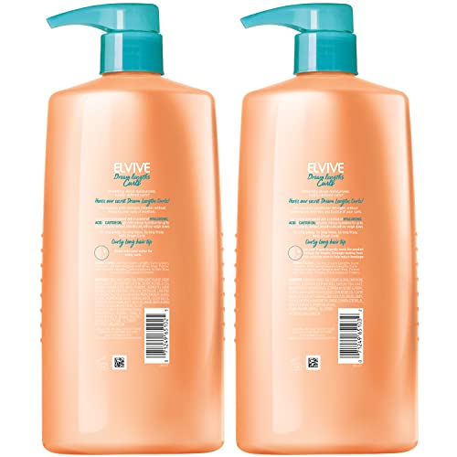 L'Oreal Paris Elvive Dream Lengths Curls Shampoo & Conditioner Set, Paraben-Free with Hyaluronic Acid & Castor Oil, For Wavy to Curly Hair, 1 Kit