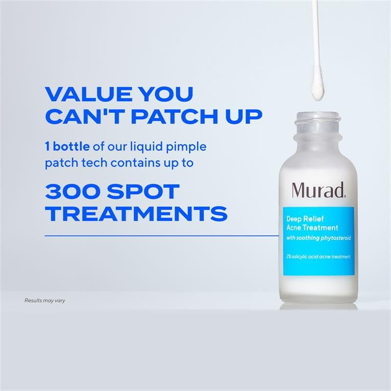 Murad Deep Relief Acne Treatment – 2% Salicylic Acid Spot Treatment for Redness, Painful Blemishes & Fast-Acting Breakout Relief, 1 fl oz