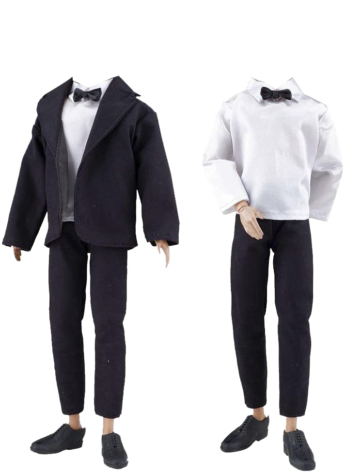 E-TING 15-Piece Outfit Set for 12" Boy Dolls – Suits, Casual Tops & Pants, Swim Trunks, 5 Pairs Shoes, Bowtie Included