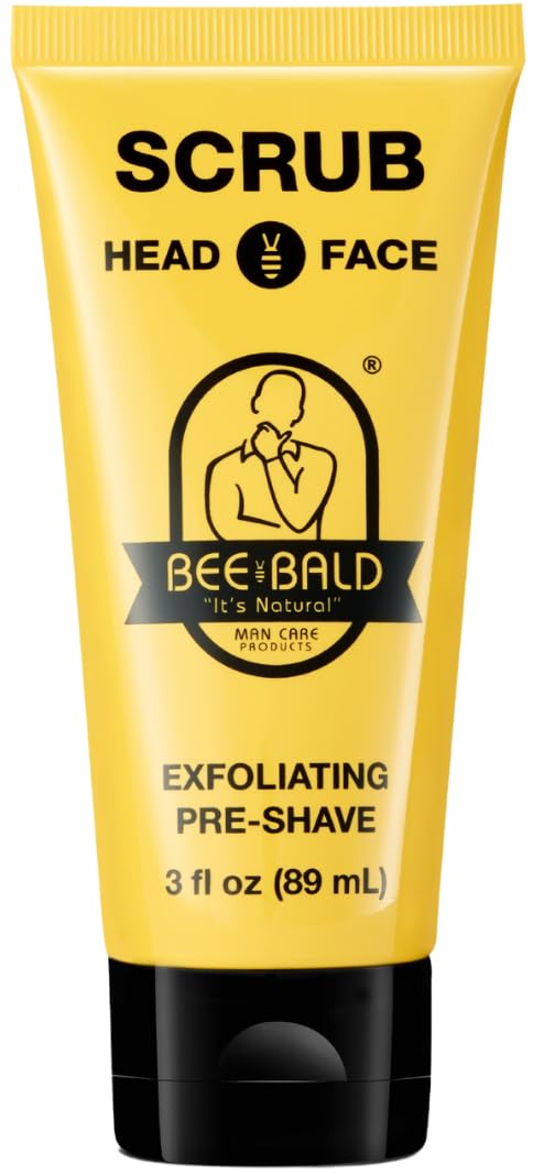 Bee Bald SCRUB Pre-Shave Exfoliator – Deep Clean, Remove Dirt, Oil & Flaky Skin, Prep for Super Close Shave, 3 fl oz