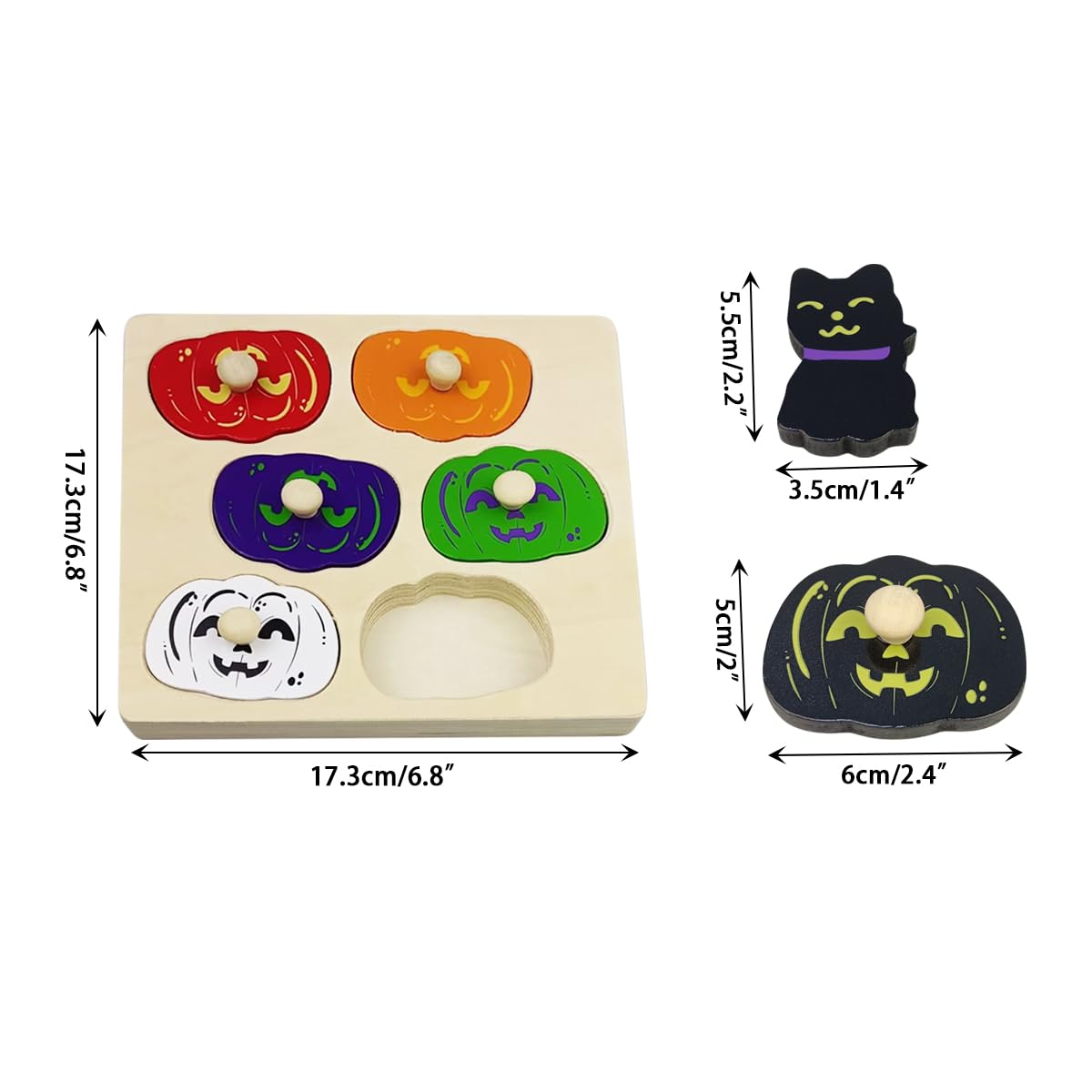 OCBTOW Halloween Pumpkin Wooden Pegged Puzzles Montessori Toys for Toddlers Kids Boys Girls Halloween Party Favors Treat Bags Gifts