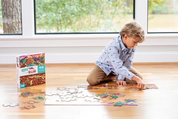 Crocodile Creek Above + Below 48-Piece Jigsaw Floor Puzzle - Fun Floor Puzzles for Kids Ages 4-8 - Dinosaur World - 27 x 20 inches Finished
