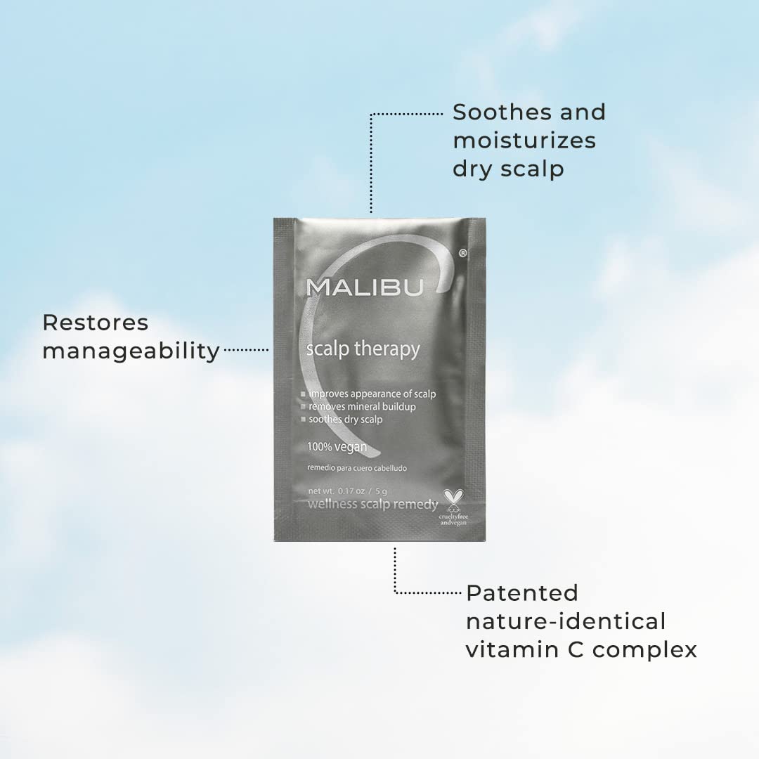 Malibu C Scalp Therapy Wellness Remedy Packet – Soothes & Moisturizes Dry Scalp, Restores Balance & Manageability with Vitamin C & Zinc Gluconate