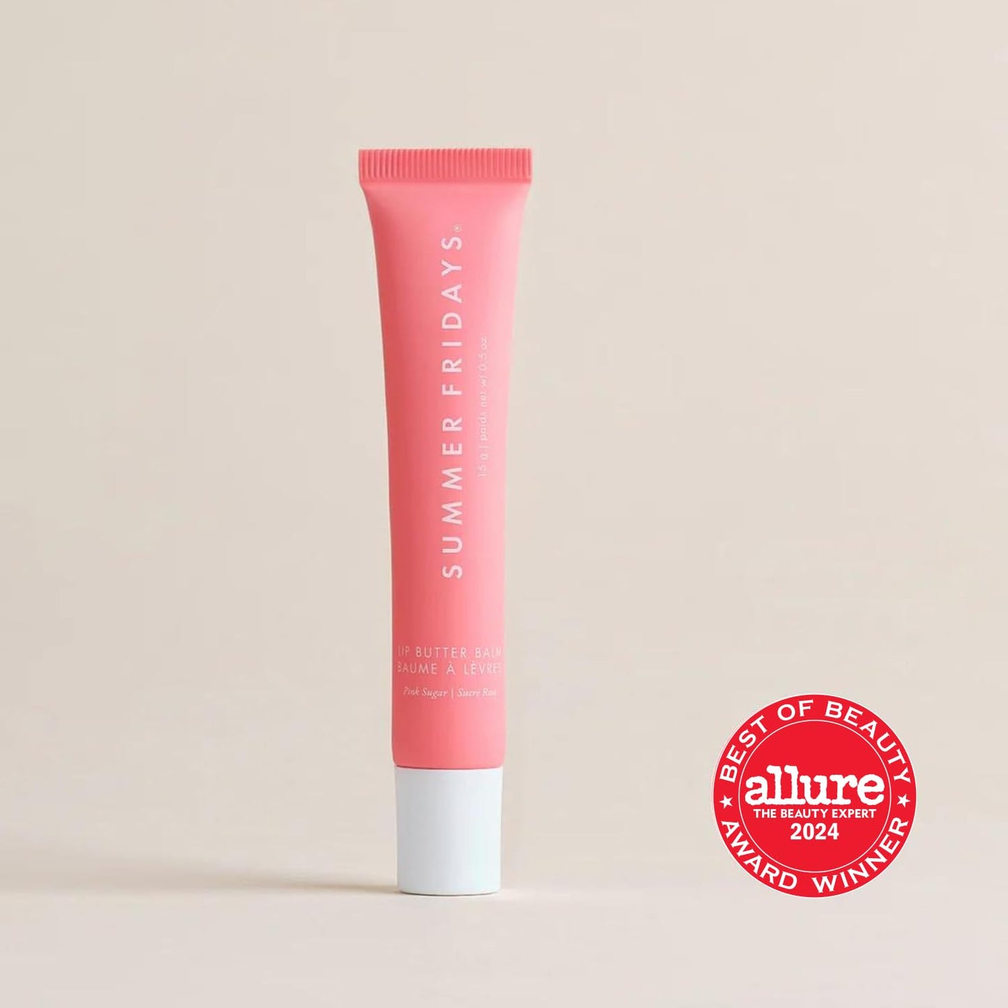 Summer Fridays Tinted Lip Butter Balm - Vegan, Sheer-Tinted Lip Balm for Moisture, Shine & Hydration, Pink Sugar, 0.5 oz