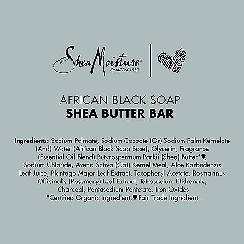 SheaMoisture Bar Soap for Troubled Skin African Black Soap Cleanser with Shea Butter 8 oz