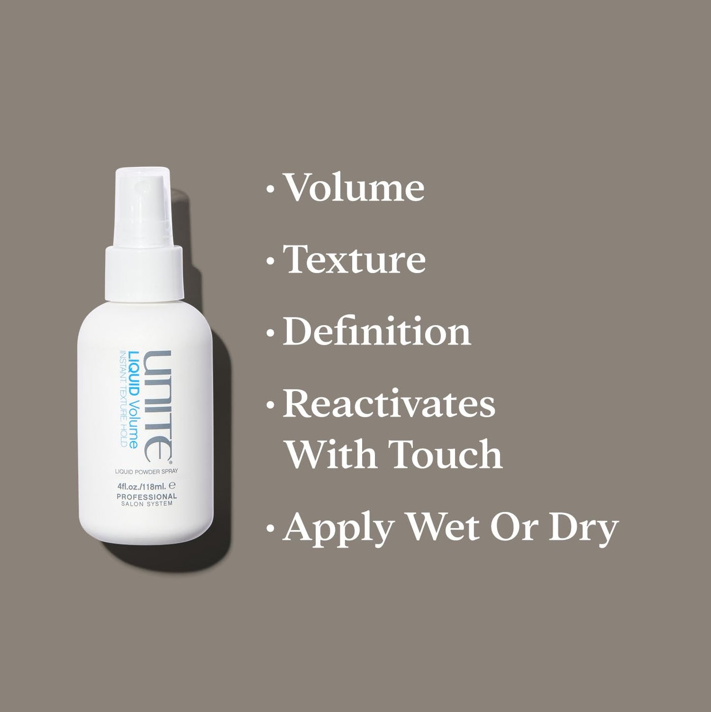 UNITE Hair LIQUID Volume Texture Spray – Instant Volume, Definition & Matte Finish – Touch-Activated Styling Spray for All Hair Types, 4 Fl Oz