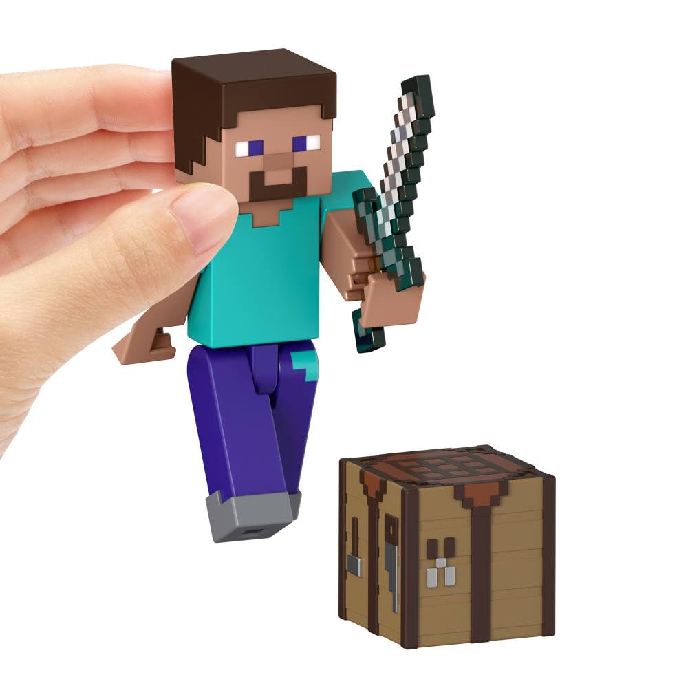 Mattel Minecraft Action Figure & Accessories 2-Pack with Steve in 3.25-inch Scale, Collectible Toy Set