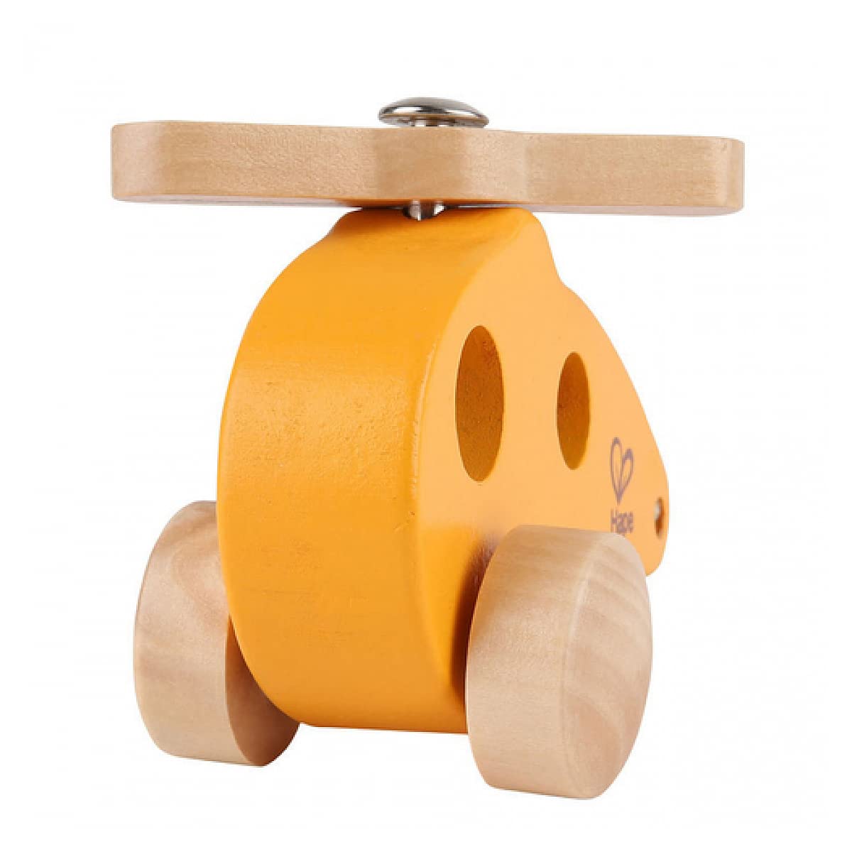 Hape Little Copter Wooden Toy Toddler Play Vehicle, L: 5, W: 2.6, H: 3.5 inch, Yellow