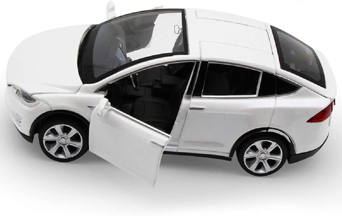 gidoyi Toy Car Model X, Pull Back Car Toys Alloy Vehicles with Lights and Sound 1:32 Scale Model Car (White)