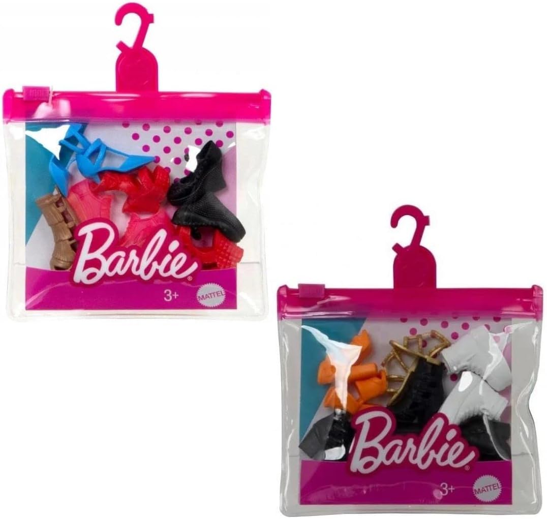 Barbie Shoe Accessory Bundle – 10 Pairs of Doll Shoes | Mix of Heels, Boots & Flats | Fits Most Barbie Dolls | Ages 3+