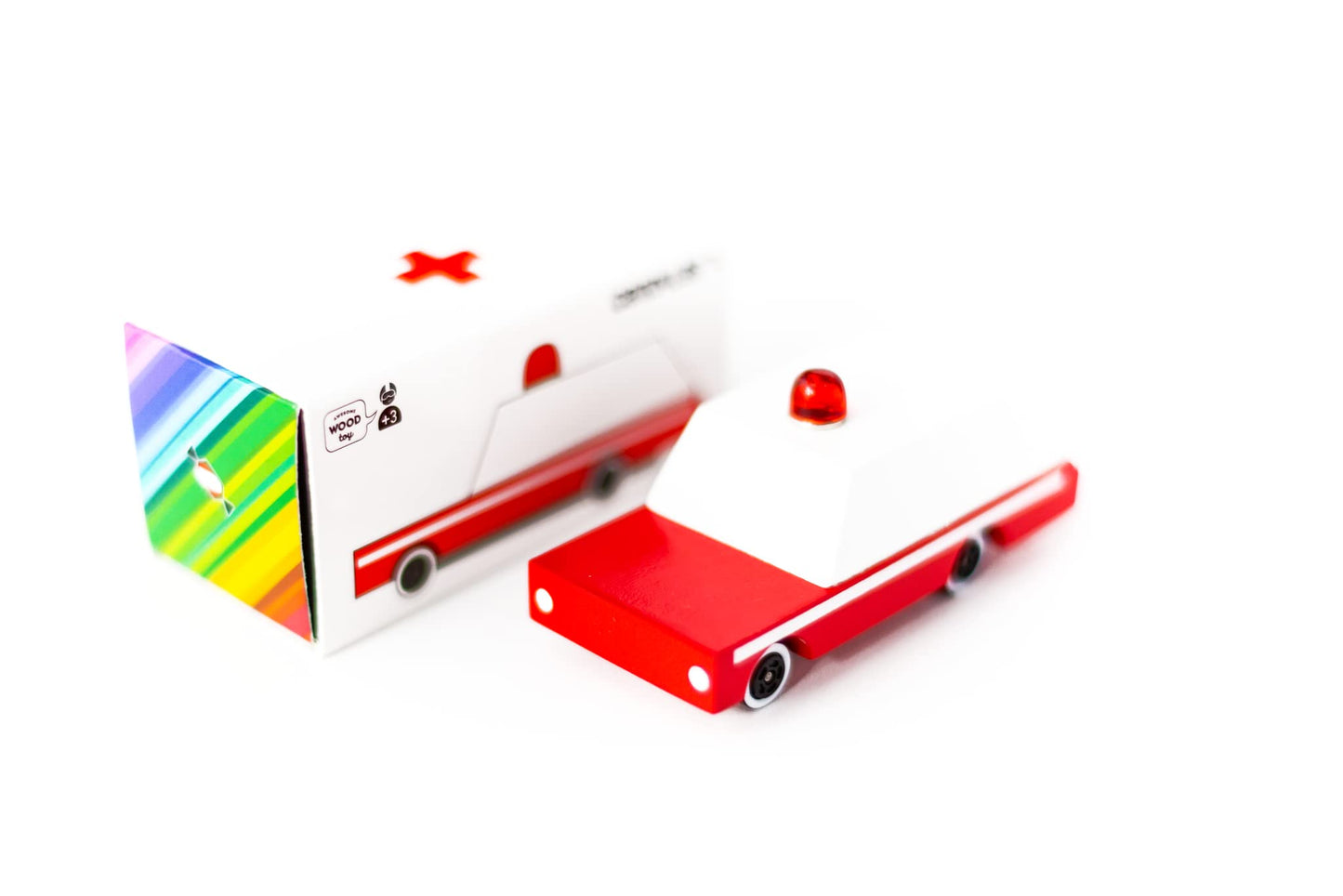 CANDYCAR® Wooden Diecast Collection - Ambulance, Premium Handcrafted Beech Wood Toy Car