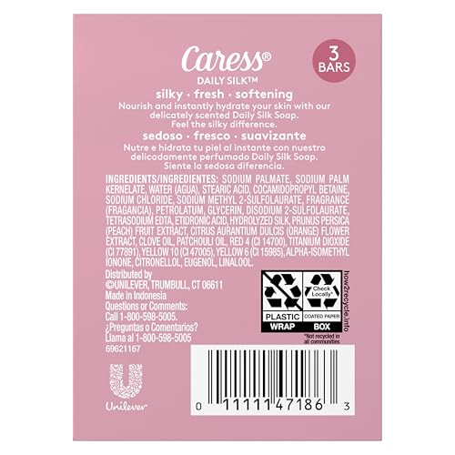 Caress Beauty Bar Soap For Noticeably Silky Soft Skin Daily Silk Extract and Floral Oil Essence 3.15 oz 3 Bars
