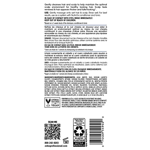 NUTRI-OX Gentle Shampoo for Thinning Hair, Normal Hair Type | Promotes Thicker, Fuller-Looking Hair | Peppermint, Color-Safe, 15.2 Fl Oz