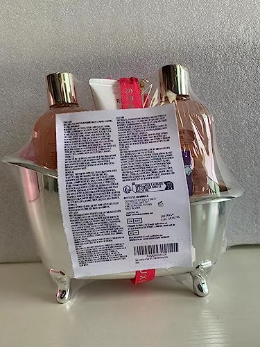 Spa Luxetique 8-Pc Rose Gift Set for Women – Bath & Body Basket with Bubble Bath, Shower Gel, Lotion – Birthday & Mother’s Day Gifts