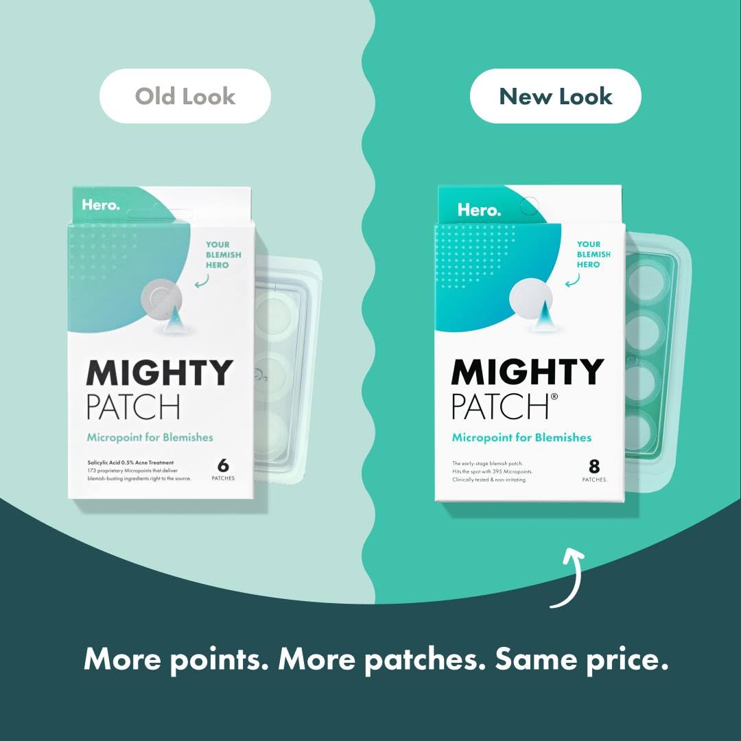 Hero Cosmetics Mighty Patch Micropoint Large – Hydrocolloid Acne Patches for Face, Early Zits & Hidden Pimples, 8 Count, 395 Micropoints