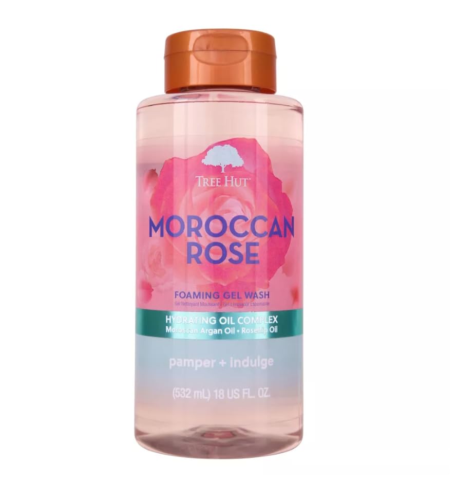 Tree Hut Moroccan Rose Shea Sugar Scrub – Exfoliating & Hydrating Body Scrub with Shea Butter & Essential Oils, Smooth Soft Skin, 18 oz