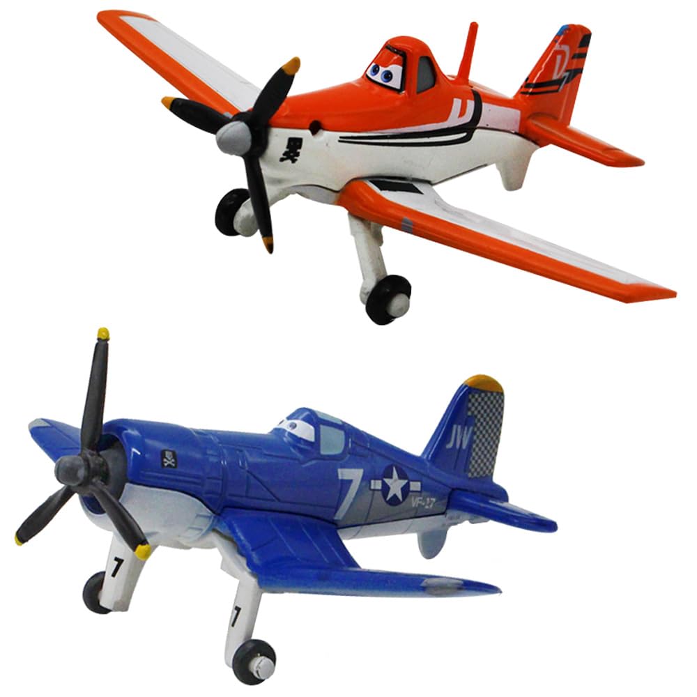 2 Pack Planes No.7 Dusty and Skipper Metal Diecast Plane Model Toy, Best Gift for Kids and Collectors (Dusty and Skipper)