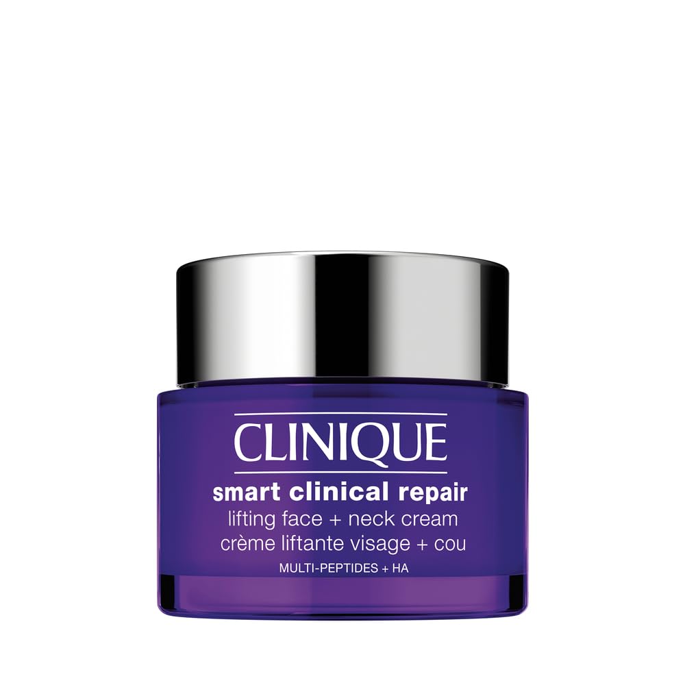 Clinique Smart Clinical Repair Anti Aging Lifting Face + Neck Cream with Peptides + Hyaluronic Acid For All Skin Types | Hydrating, 2.5 Fl Oz