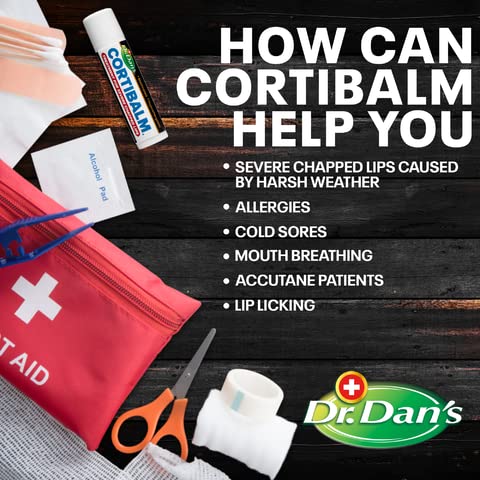 Dr. Dan's Cortibalm -3 Pack -for Dry Cracked Lips - Healing Lip Balm for Severely Chapped Lips- Designed for Men, Women and Children