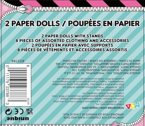 Multicolor LOL Surprise Paper Dolls - 2 Count | Disposable Fun, Perfect for Creative Play & Party Favors