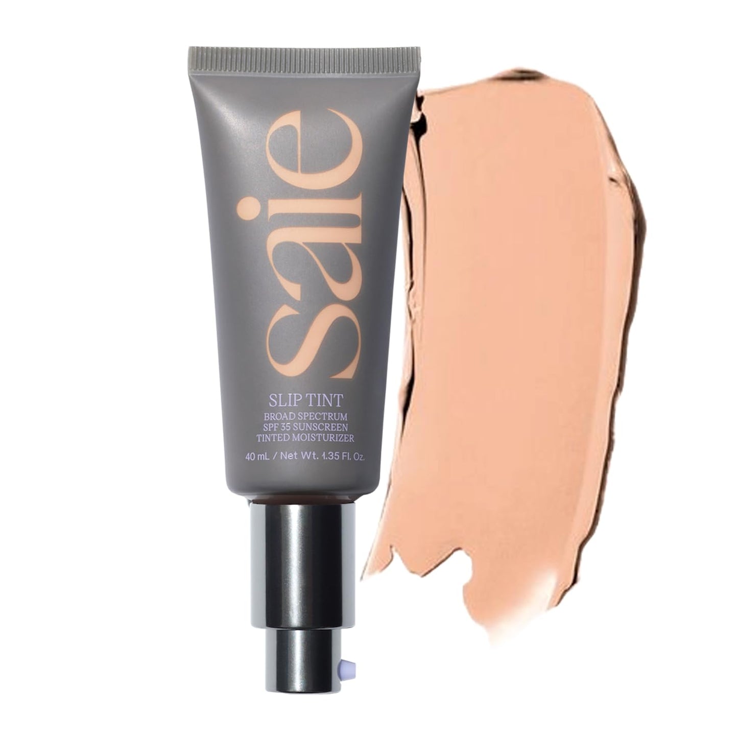 Saie Slip Tint Tinted Moisturizer SPF 35 – Light Coverage Glowy Face Tint with Hyaluronic Acid, Mineral Sunscreen, Shade Three + Half, 1.35 oz