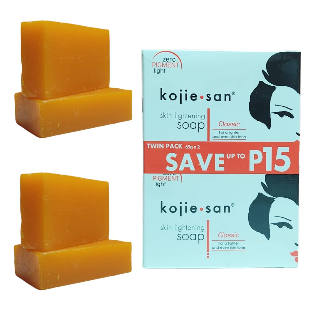 Kojie San Skin and Body Soap – Original Kojic Acid, Dark Spot Remover Soap Bar with Coconut & Tea Tree Oil – 65g x 4 Bars