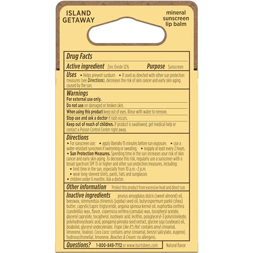 Burt’s Bees SPF 30 Lip Balm Trio, Island Getaway - Coco Loco, Beaches & Cream, Tropic Like It’s Hot, Water-Resistant, 0.15 oz Each