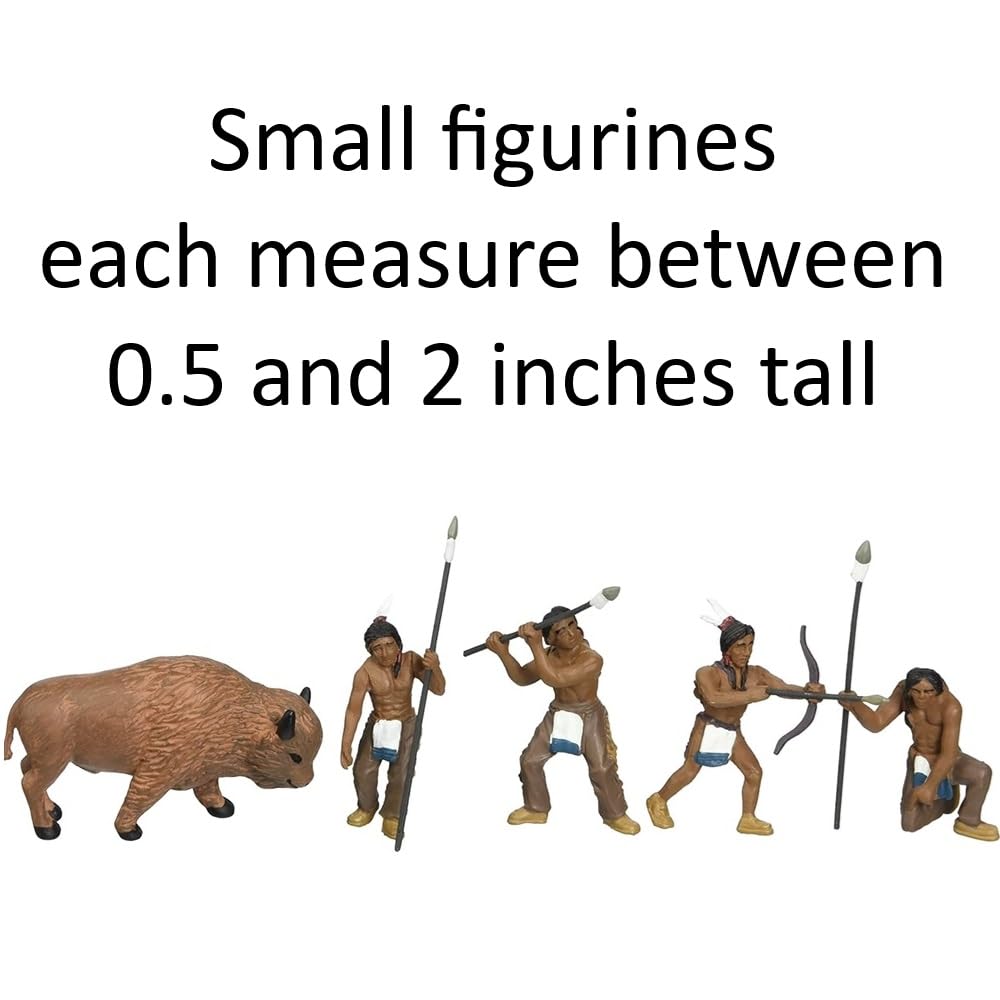 Woodland Scenics SP4444 1.5-Inch Scene Setters Figurine, Natives/Buffalo, 5/Pack
