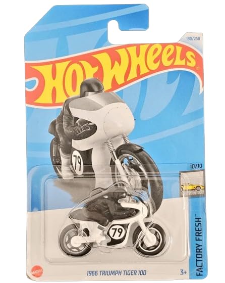 Hot Wheels 1966 Triumph Tiger 100 Diecast Car Model, White, 10/10 Factory Fresh