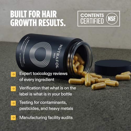 Nutrafol Men's Hair Growth Supplements, Clinically Tested for Visibly Thicker Hair and Scalp Coverage, Dermatologist Recommended - 1 Month Supply