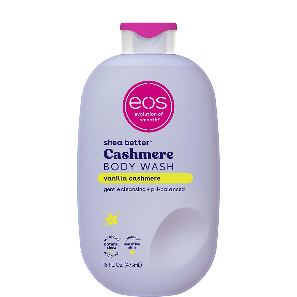 eos Shea Better Cashmere Body Wash – Vanilla Cashmere, Moisturizing pH-Balanced Creamy Gel, Paraben & Phthalate Free, Sensitive Skin, 16 fl oz