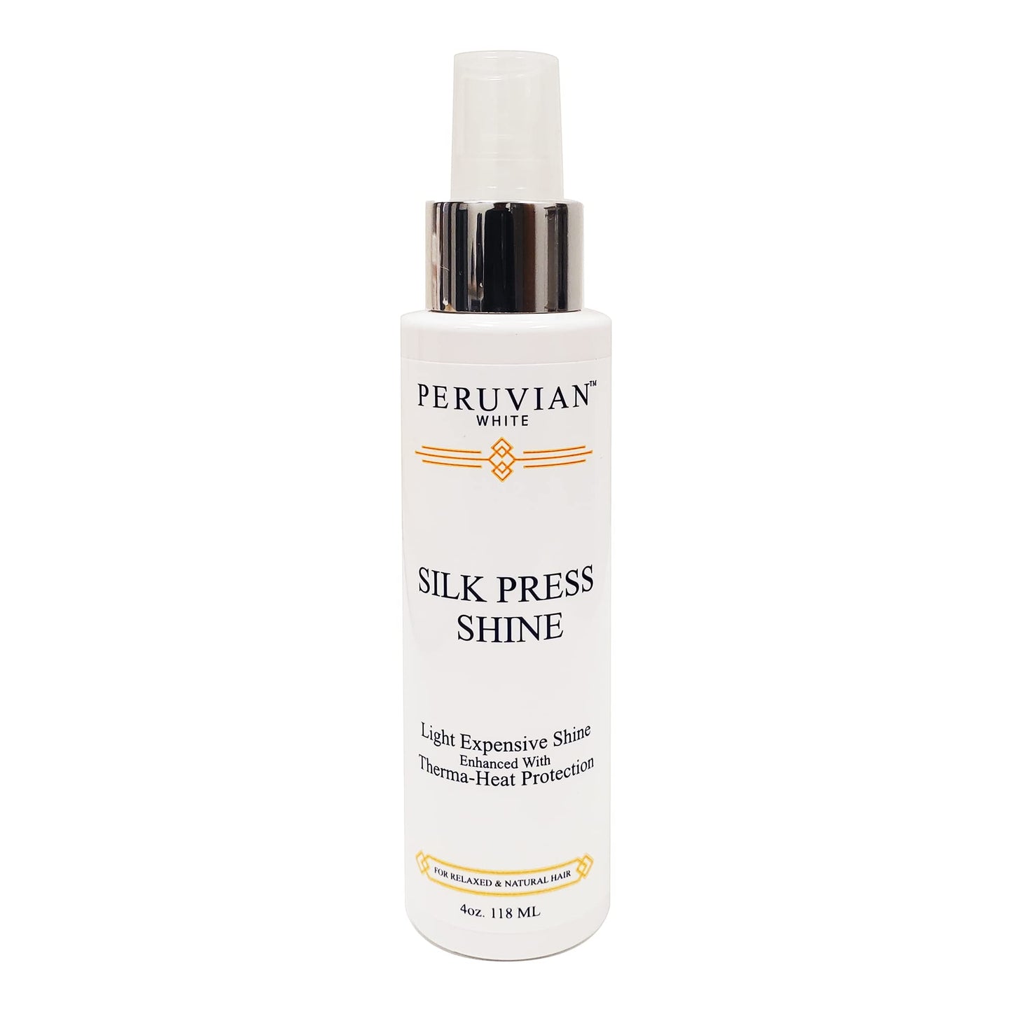 Peruvian white Silk Press Shine Enhanced with Therma-Heat Protection, 4 oz.