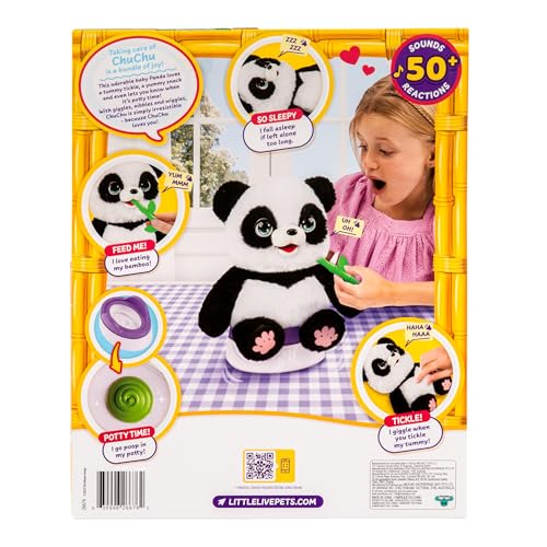 Little Live Pets My Baby Talking Panda ChuChu, Cuddly Panda Toy Plush with 50+ Sounds, Potty Dance, Kick, Feed, Kids Interactive Animal Toys Ages 4+