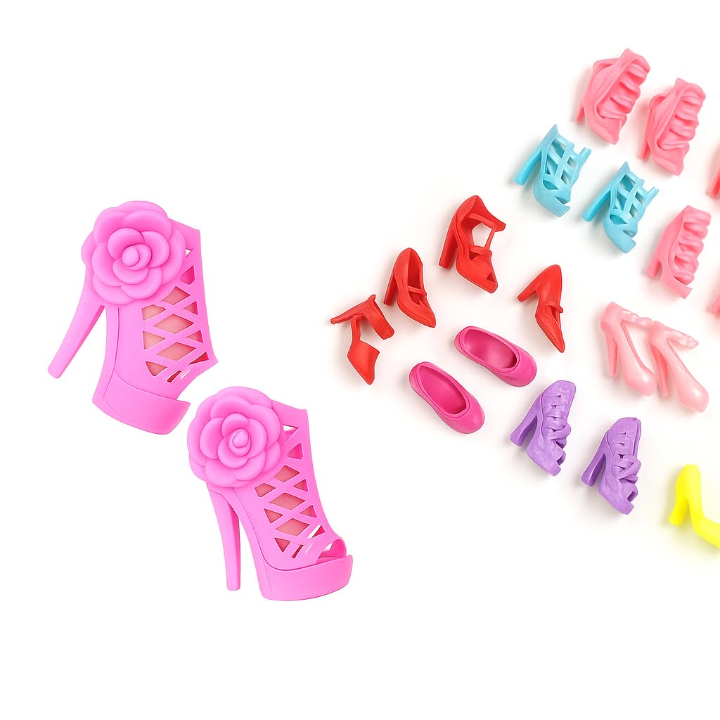 60 Pairs Doll Shoes Set – Trendy High Heels, Flats & Boots for 11.5" Girl Dolls – Stylish Miniature Accessories & Collectible Pack