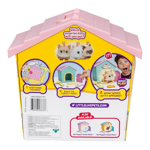 Little Live Pets My Kitty's Home Playset – Mystery Kitty Plush Reveal, Build & Decorate Pet Carrier, Cat House Toys for Kids 5+