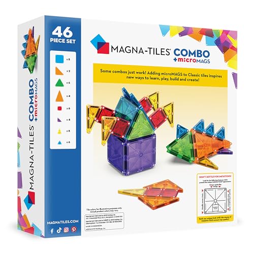 MAGNA-TILES® Combo 46-Piece Magnetic Construction Set, The Original Magnetic Building Brand