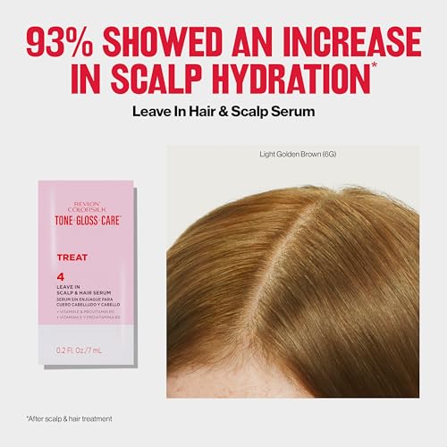 Revlon ColorSilk Tone + Gloss + Care Demi-Permanent Hair Dye Kit with Leave-In Serum, 2X Shine & 4X Strength, Shade 1 Black, 4.5 fl oz