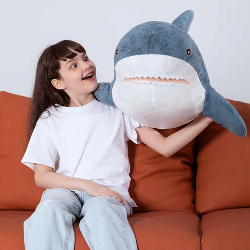 XIYUAN 39.3'' Giant Shark Plush Toy – Soft Stuffed Animal Pillow, Chubby Shark Cushion for Kids, Home Décor & Bedtime Gift