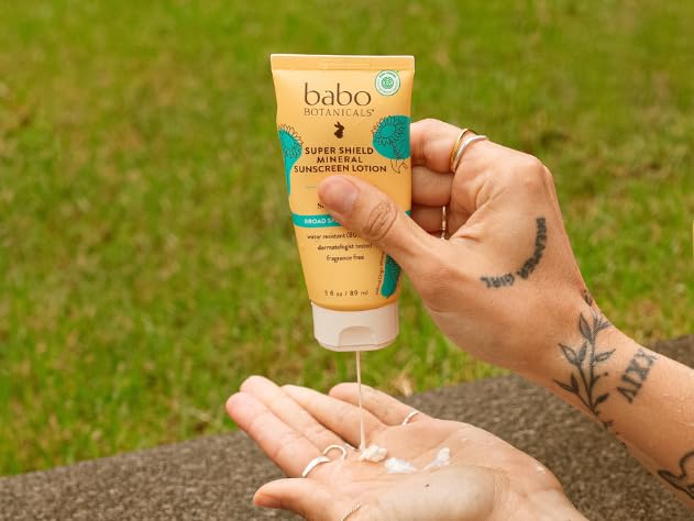 Babo Botanicals Sheer Mineral Sunscreen Lotion SPF 50 – 100% Mineral, Fragrance-Free, Water Resistant, For Babies, Kids & Sensitive Skin, 3 Fl Oz