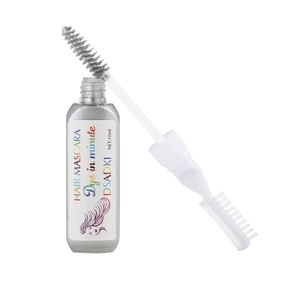 DSADKI Temporary Hair Color Mascara Washable Hair Dye Stick Non-toxic Instant Hair Chalk Dye for Girls Women (Silver gray)