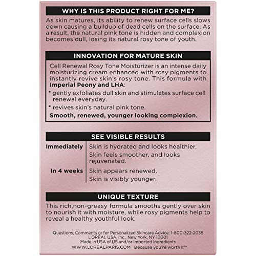 L'Oreal Paris Age Perfect Rosy Tone Anti-Sagging Face Moisturizer, Renew & Revive Healthy Tone, 1.7 oz (Packaging May Vary)